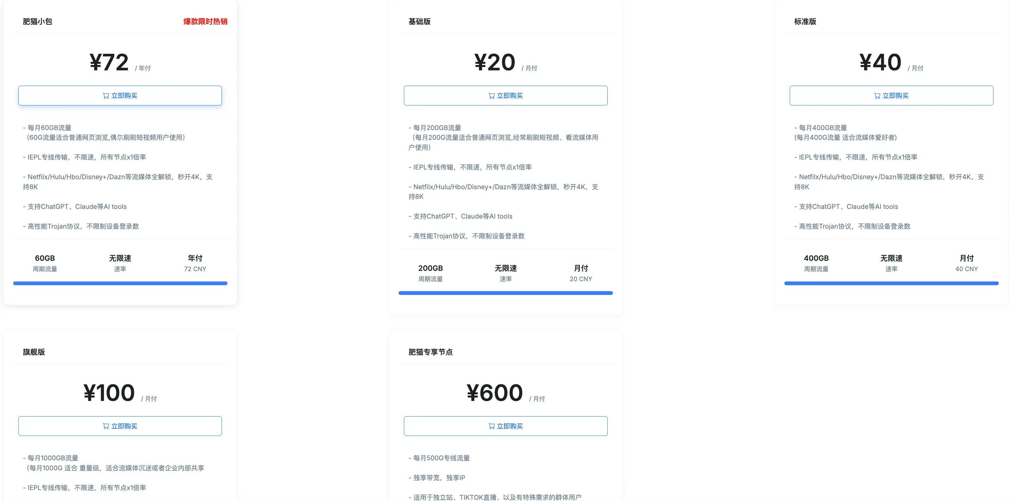 肥猫云机场套餐价格